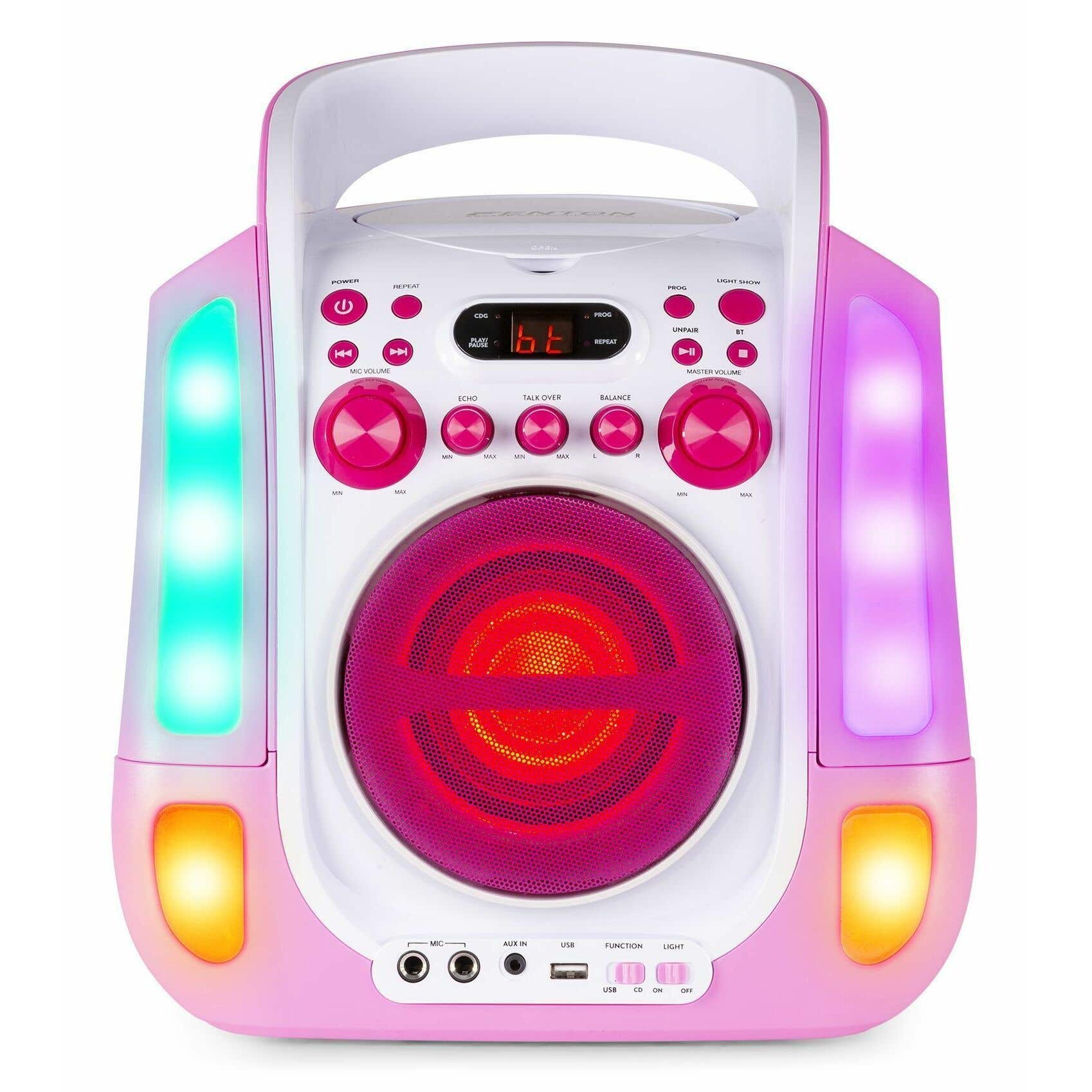 Fenton SBS30P draagbare karaoke set met Bluetooth, CD+G en microfoons - Roze