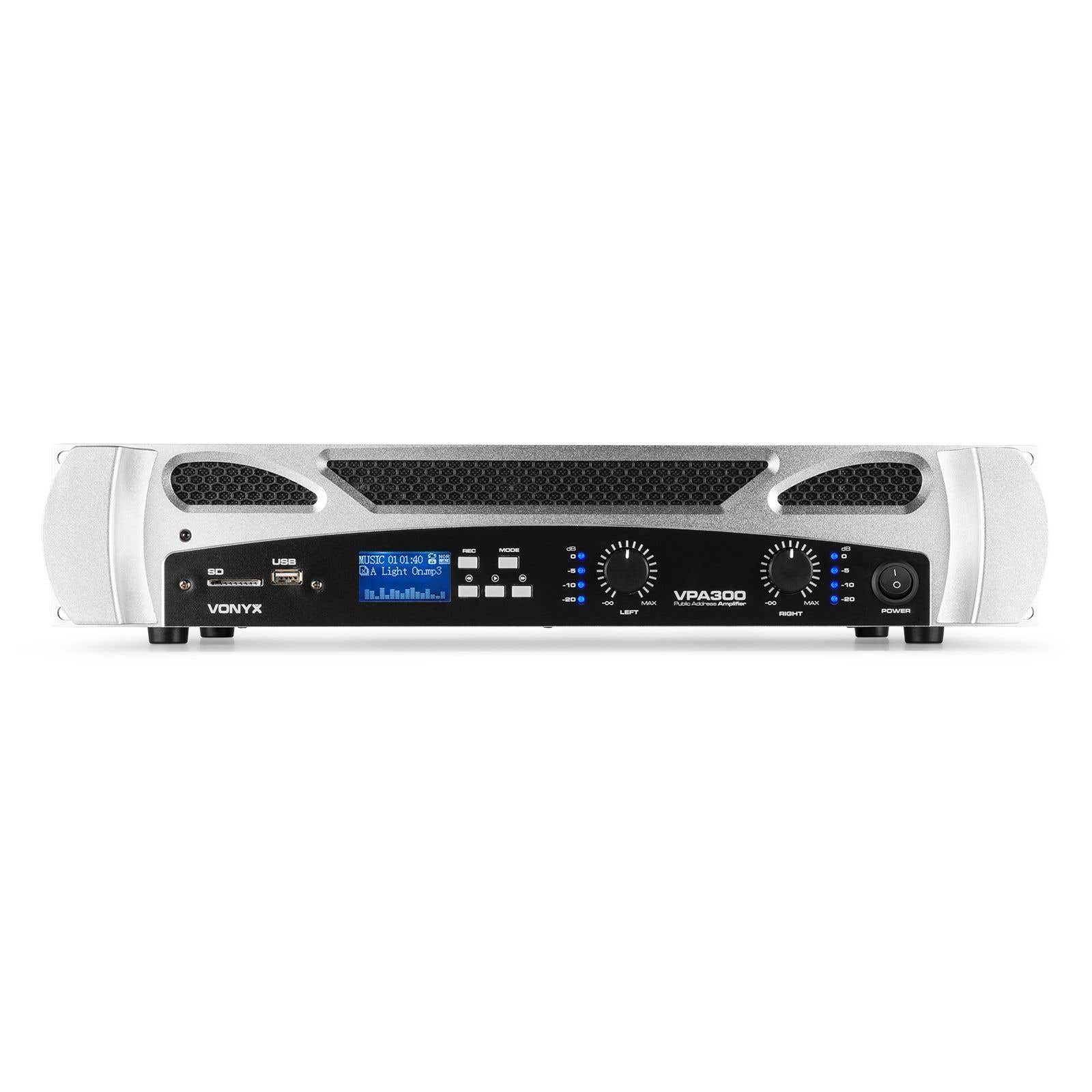 Vonyx VPA300 versterker 2x 150W met Bluetooth en mp3 speler