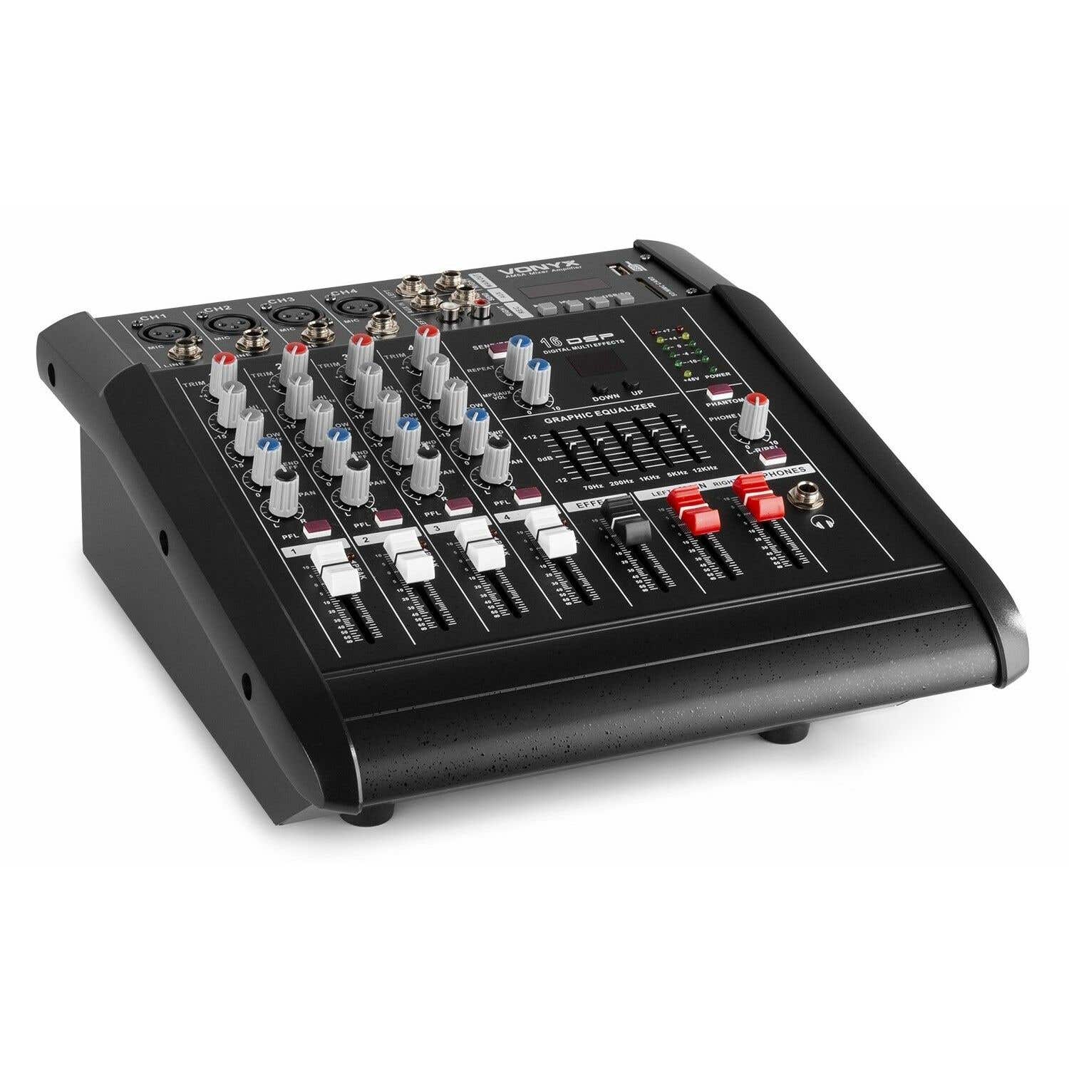 Vonyx AM5A 5-kanaals muziekmixer met ingebouwde 1000W versterker