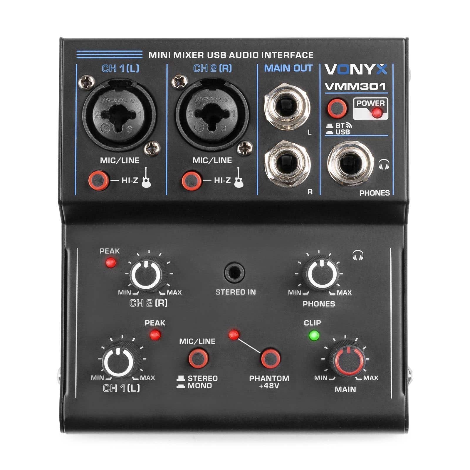 Retourdeal - Vonyx VMM301 USB mixer - 3-kanaals mengpaneel met Bluetooth en USB audio interface