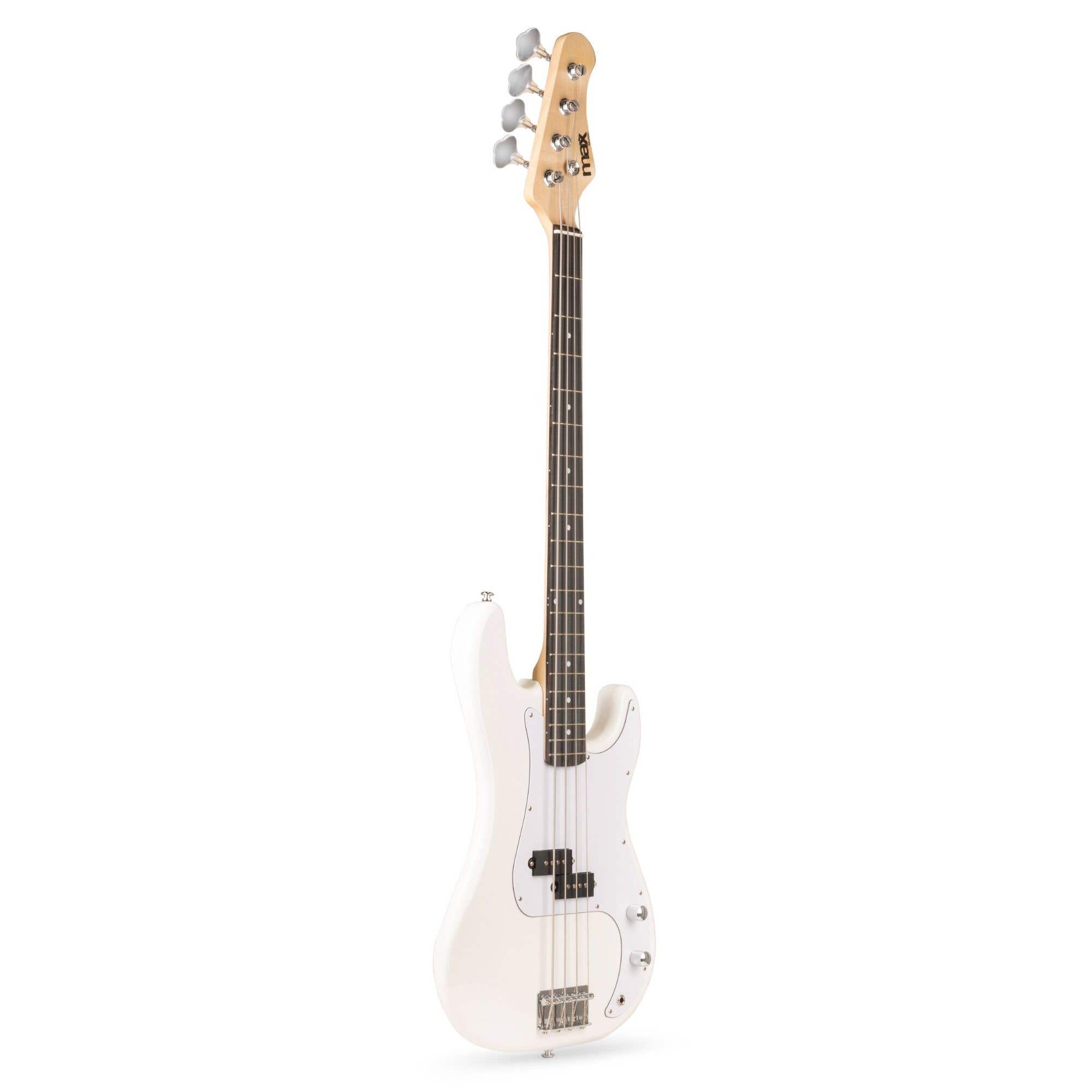 Max Gigkit Basgitaar met 40 Watt versterker - Gitaarstandaard - Gitaartas - Wit