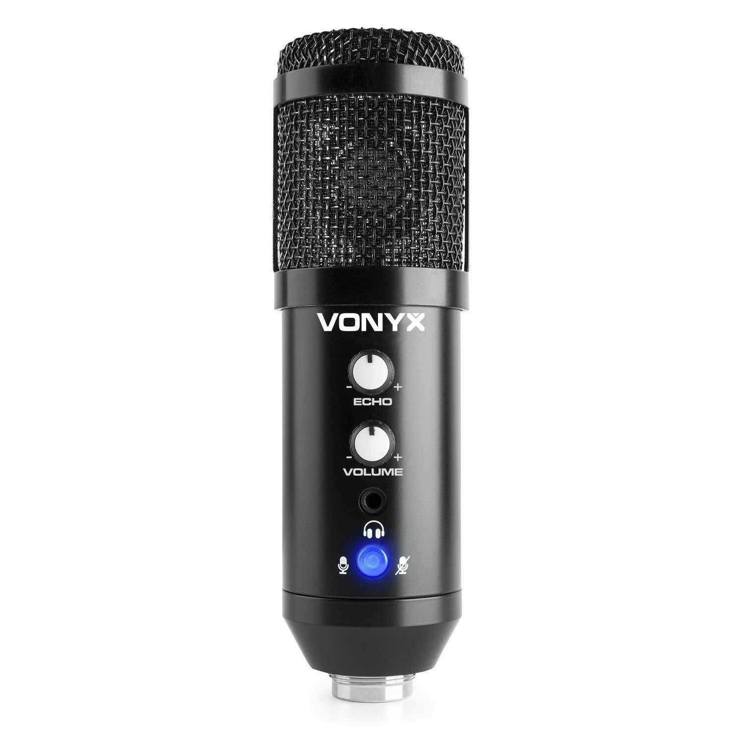 Vonyx CMS320B studio USB microfoon met echo en arm - Zwart