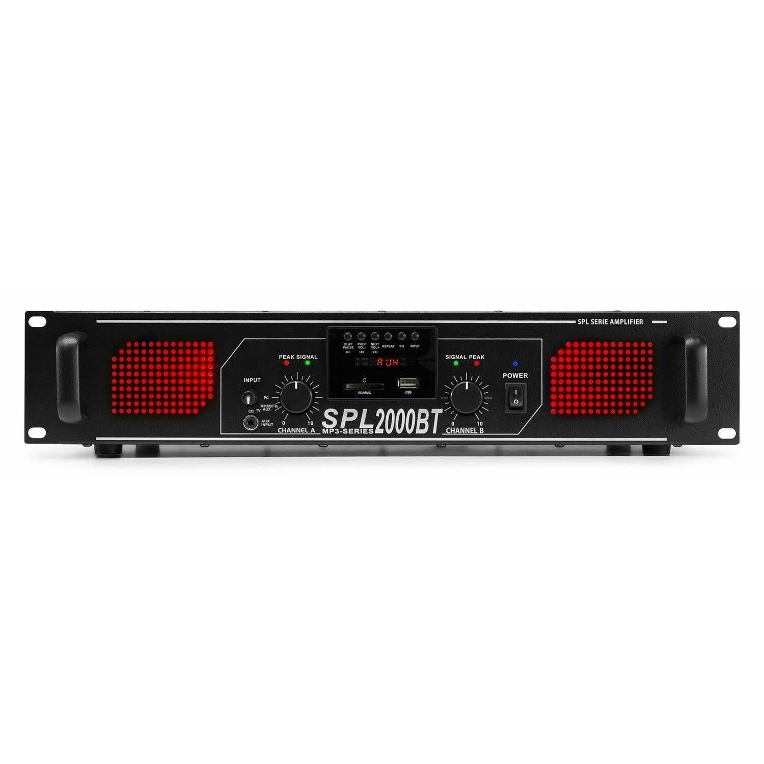 SkyTec SPL2000BTMP3 versterker 2x 1000W met Bluetooth