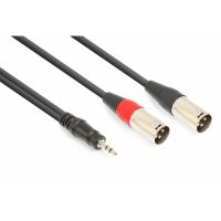 Vonyx telefoon of laptop kabel voor actieve speakers - 3.5mm jack naar 2x XLR (m) - 1.5 meter