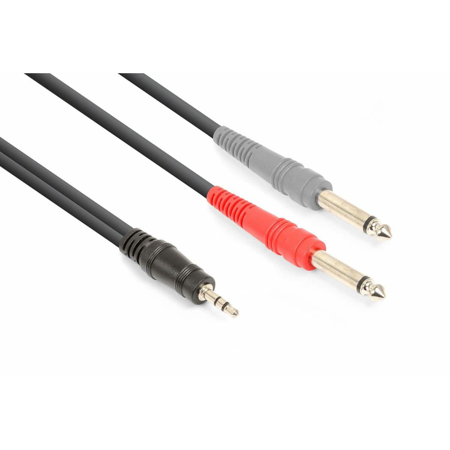 Vonyx audiokabel voor o.a. telefoon en live mixers - Stereo 3.5mm jack naar 2x 6.3mm jack mono - 1.5 meter