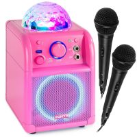 Vonyx SBS55P karaokeset met 2 microfoons, Bluetooth en lichteffect - Roze