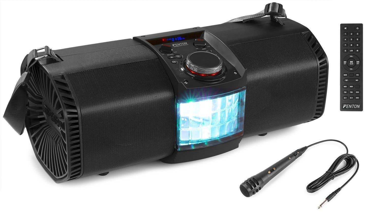 Fenton MDJ150 Partystation 200W Bluetooth op accu met Derby lichteffect