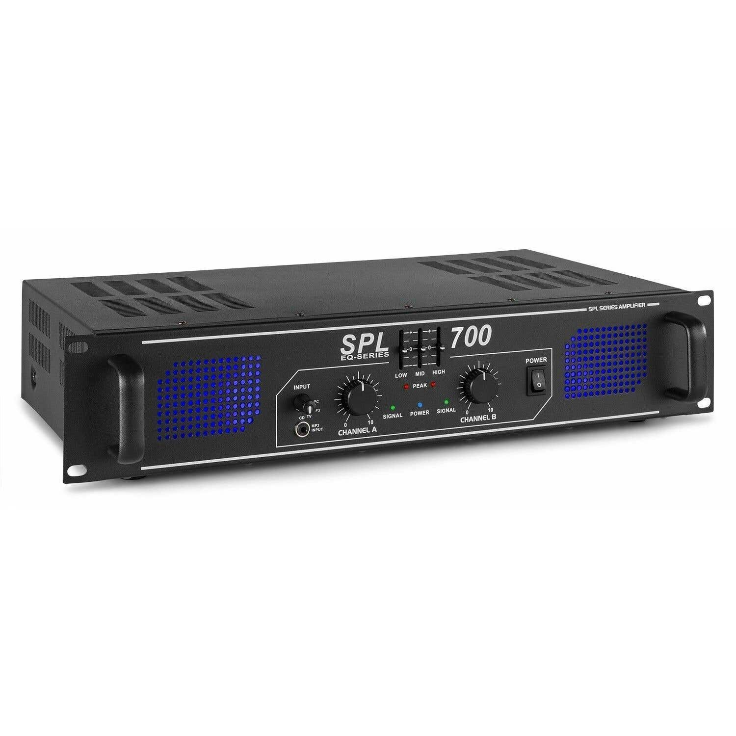 SkyTec 2 x 350W DJ PA versterker SPL700 met EQ