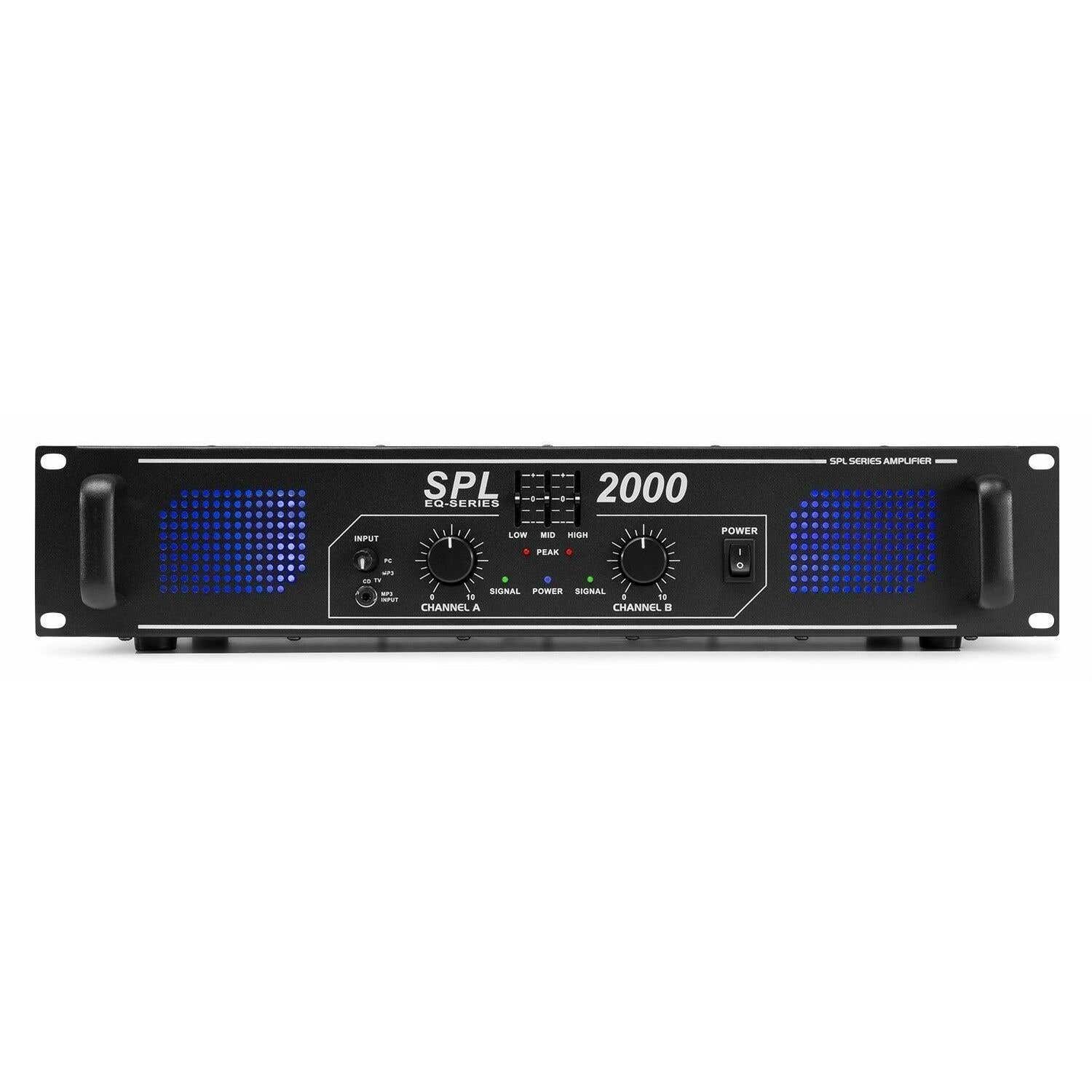 SkyTec 2 x 1000W DJ PA versterker SPL2000 met EQ