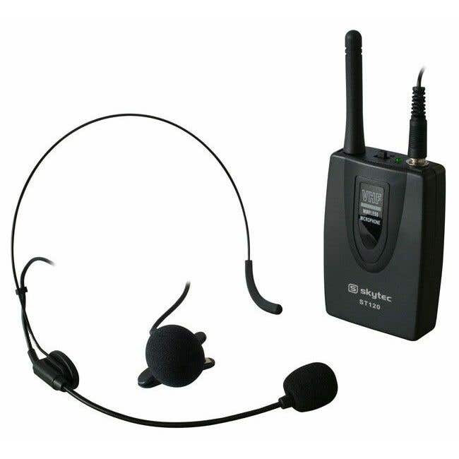 VHF Bodypack Zender met daspeld- en hoofdband microfoon 201.4MHz
