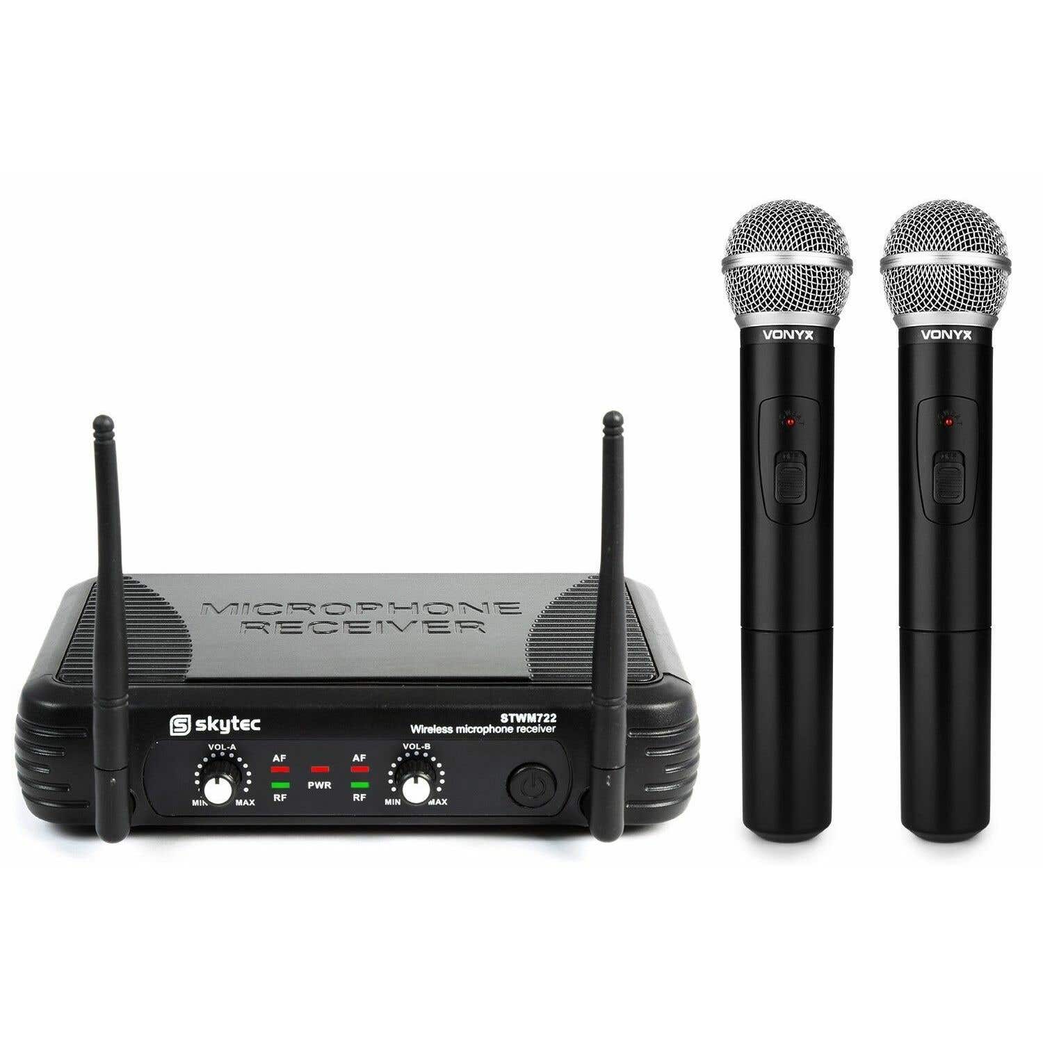 SkyTec STWM722 2-Kanaals UHF Draadloos Microfoonsysteem met Diversity ontvanger