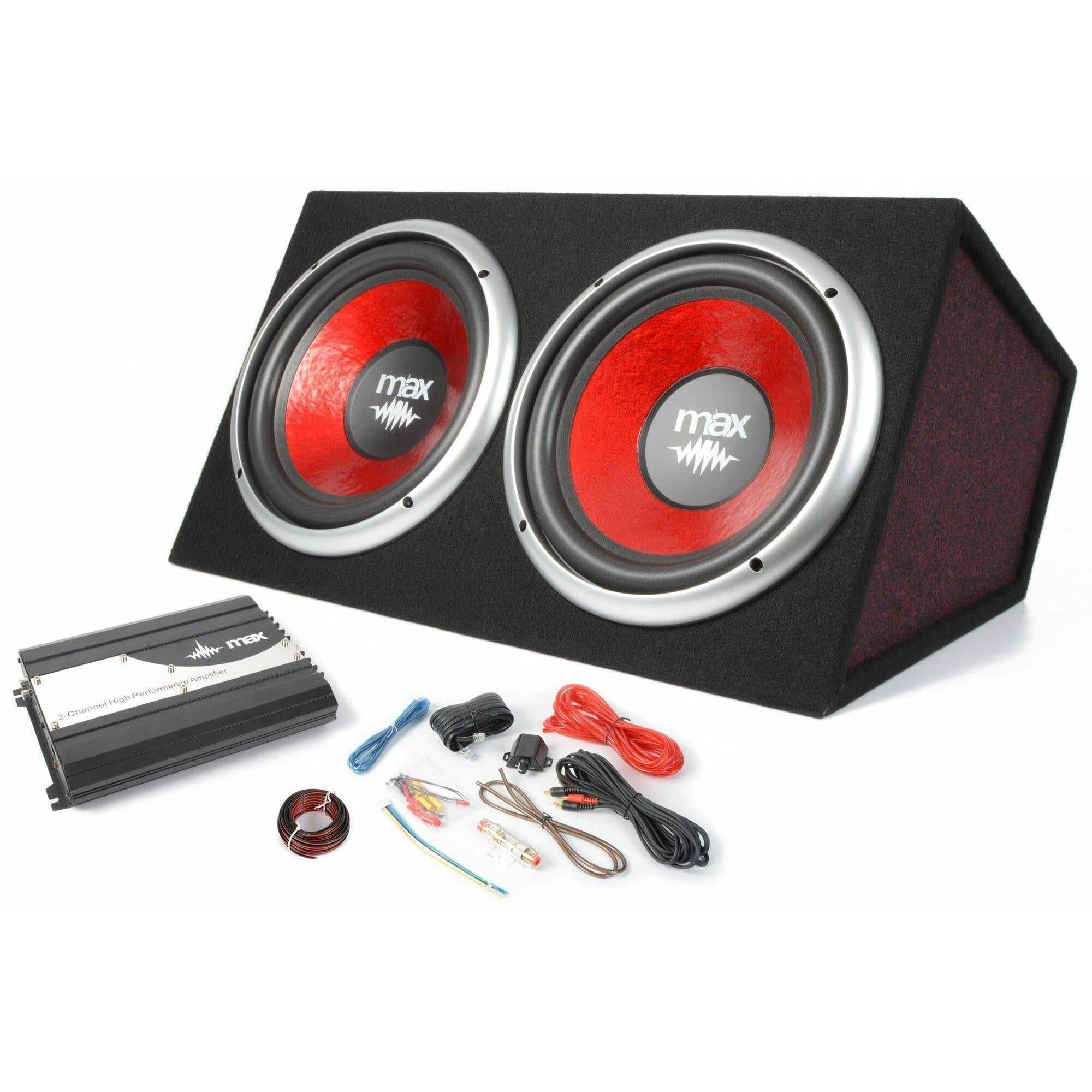 Max-5050 1000W auto subwooferset 2x 12" incl. versterker