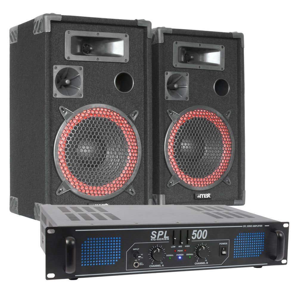 MAX 500W DJ PA Luidspreker en Versterker combinatie