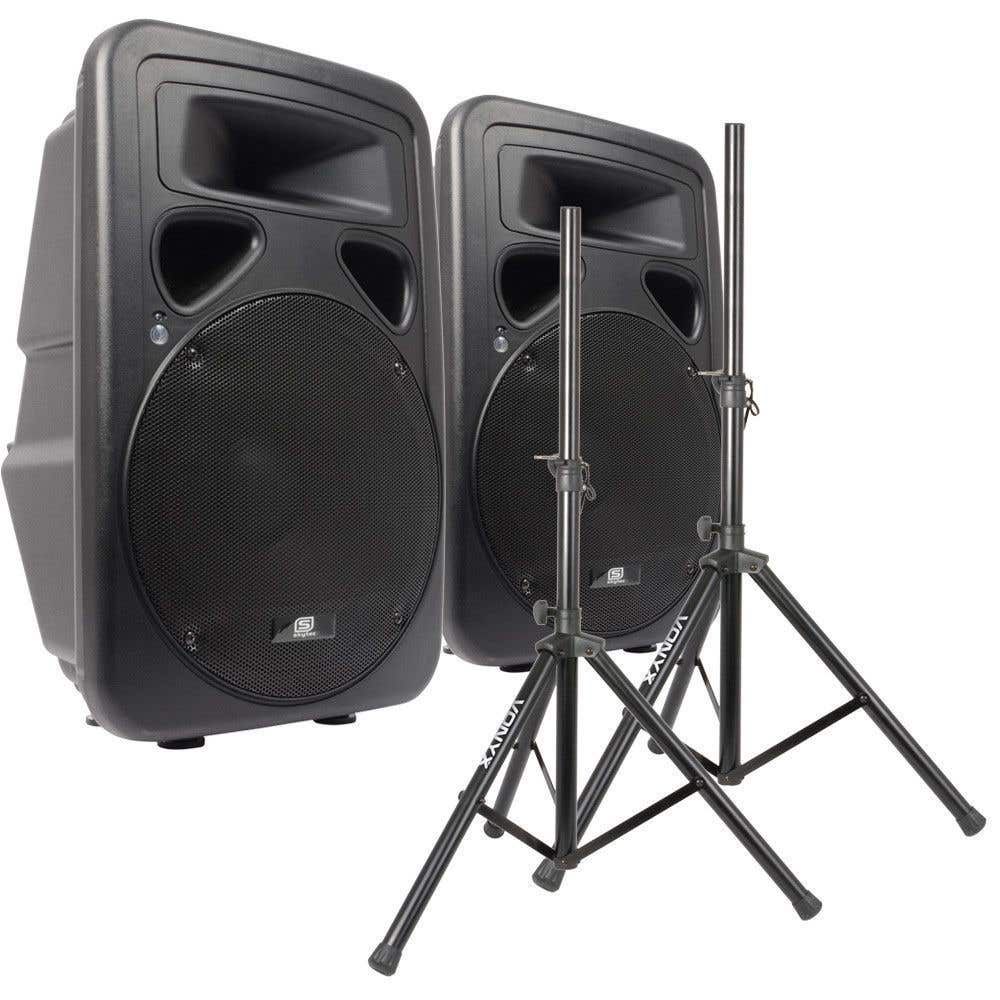 SkyTec SP1500A Actieve Speakerset 15" met Standaards 1600W