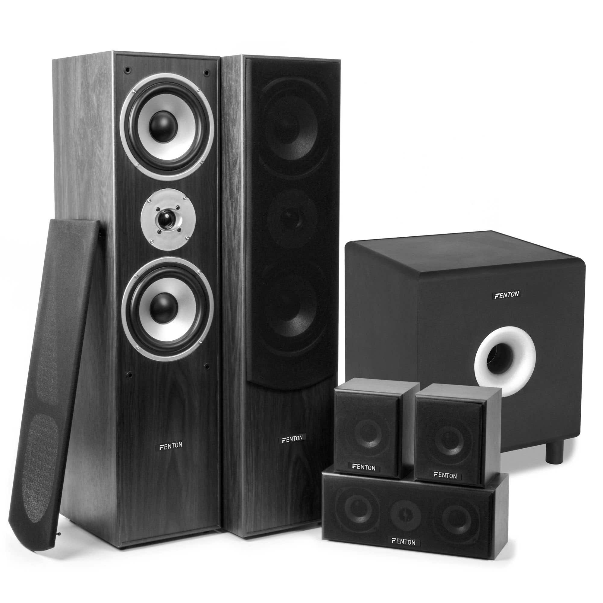 Fenton HF5B home cinema set speakerset 510W met 8" actieve subwoofer 200W - Zwart