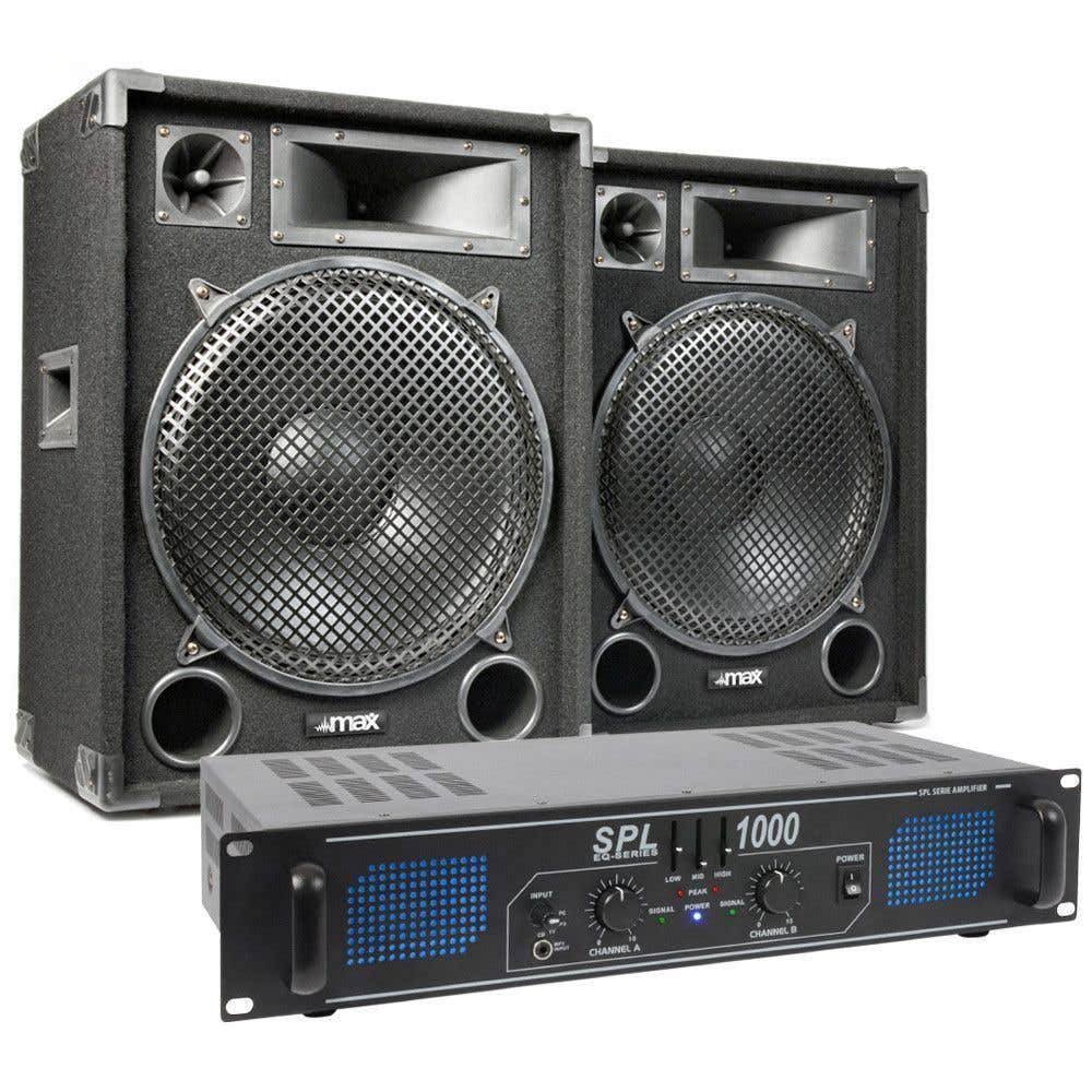 MAX Complete 1000W Speakerset MAX15 met Versterker