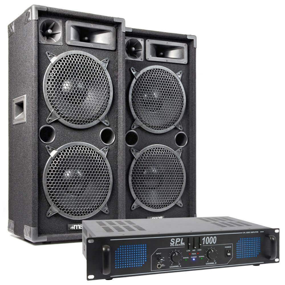 MAX Complete 1000W Speakerset MAX210 met Versterker