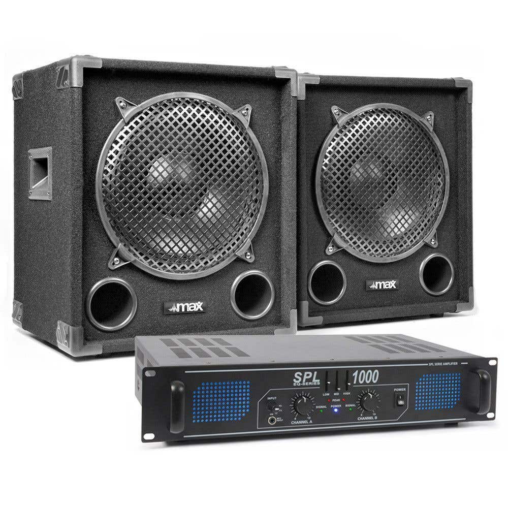 MAX 1000 watt subwoofer met versterker MAX12SUB complete set