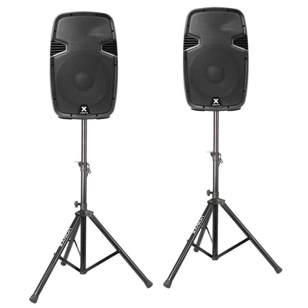 Vonyx SPJ-1200A 12" speakerset 1200W met standaards