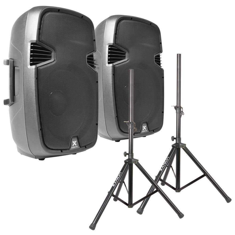 Vonyx SPJ-1500A 15" speakerset 1600W met standaards