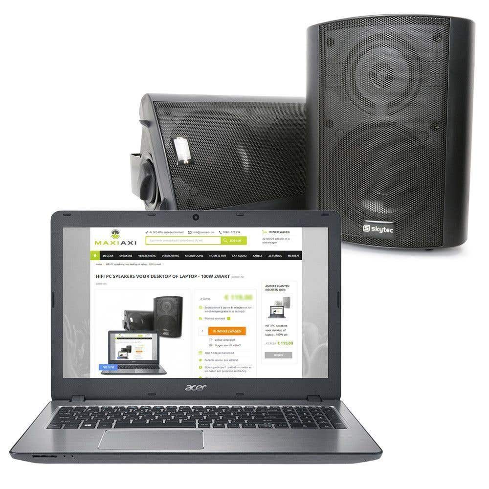 SkyTec Zwarte 100W HiFi PC Speakers voor Desktop of Laptop