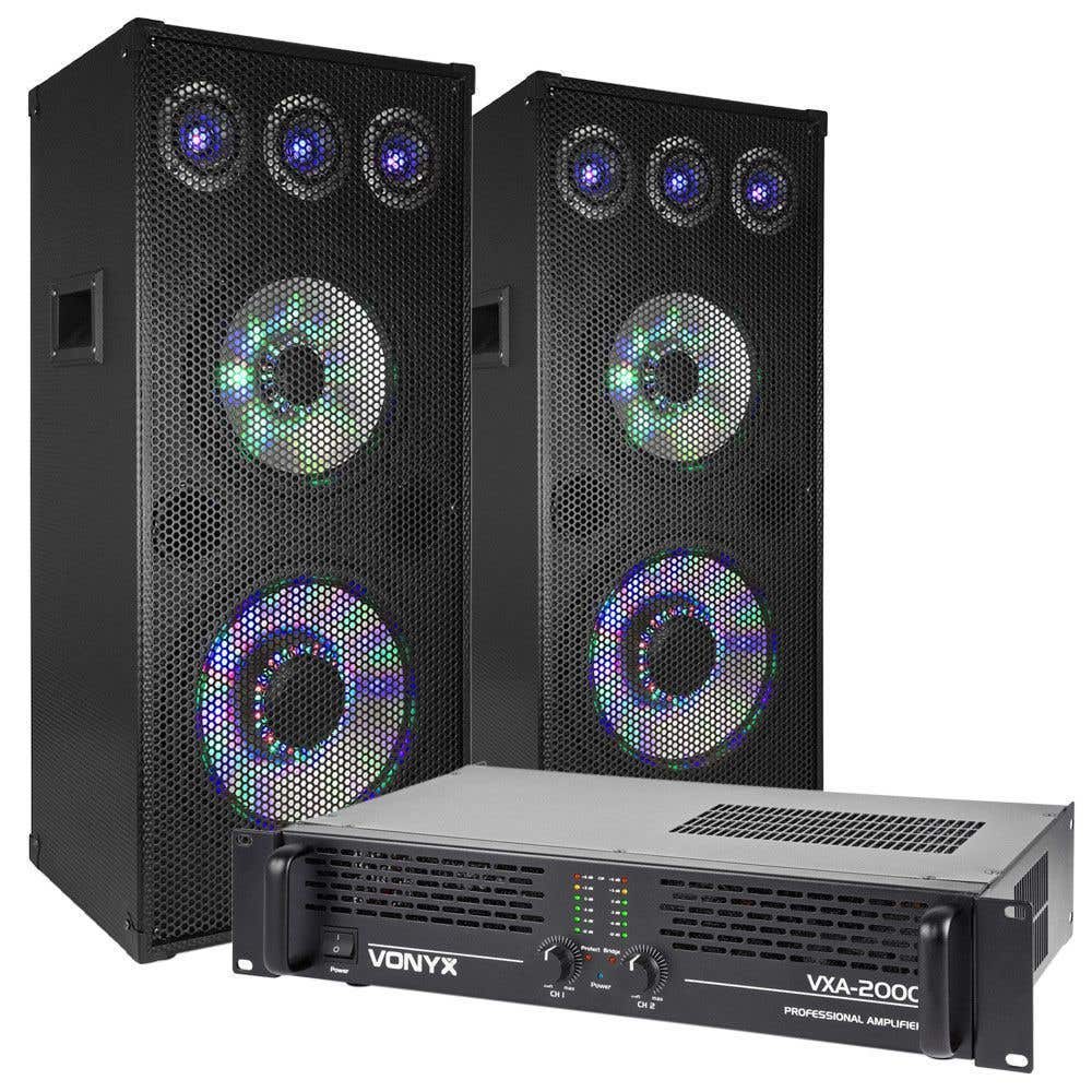 Fenton TL1012LED speakerset met versterker en kabels 1800W