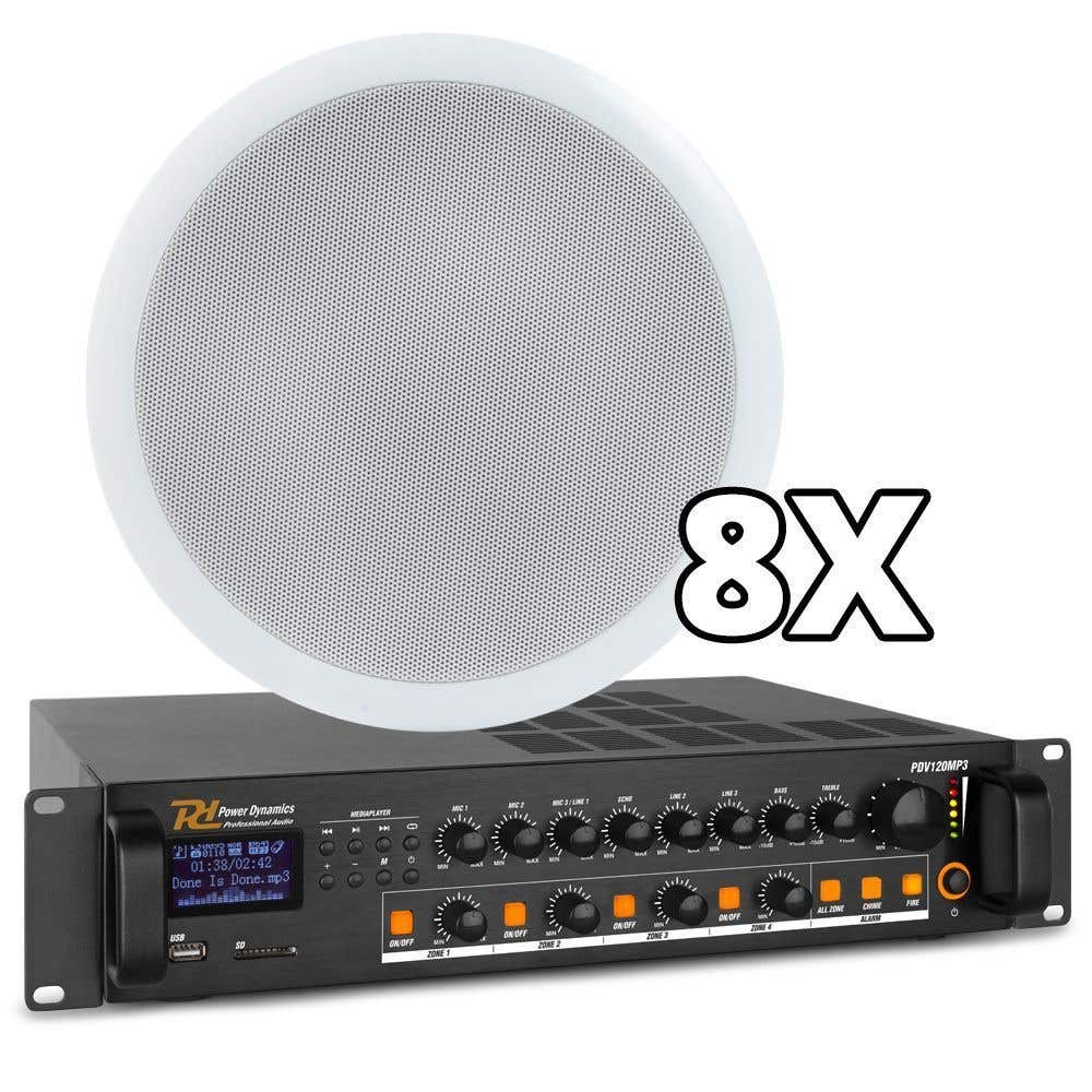 Amplificatore 100V A 6 Zone Power Dynamics PDW360MP3 – 360W Con Bluetooth, Lettore MP3 E Radio FM, Montaggio Rack 19"