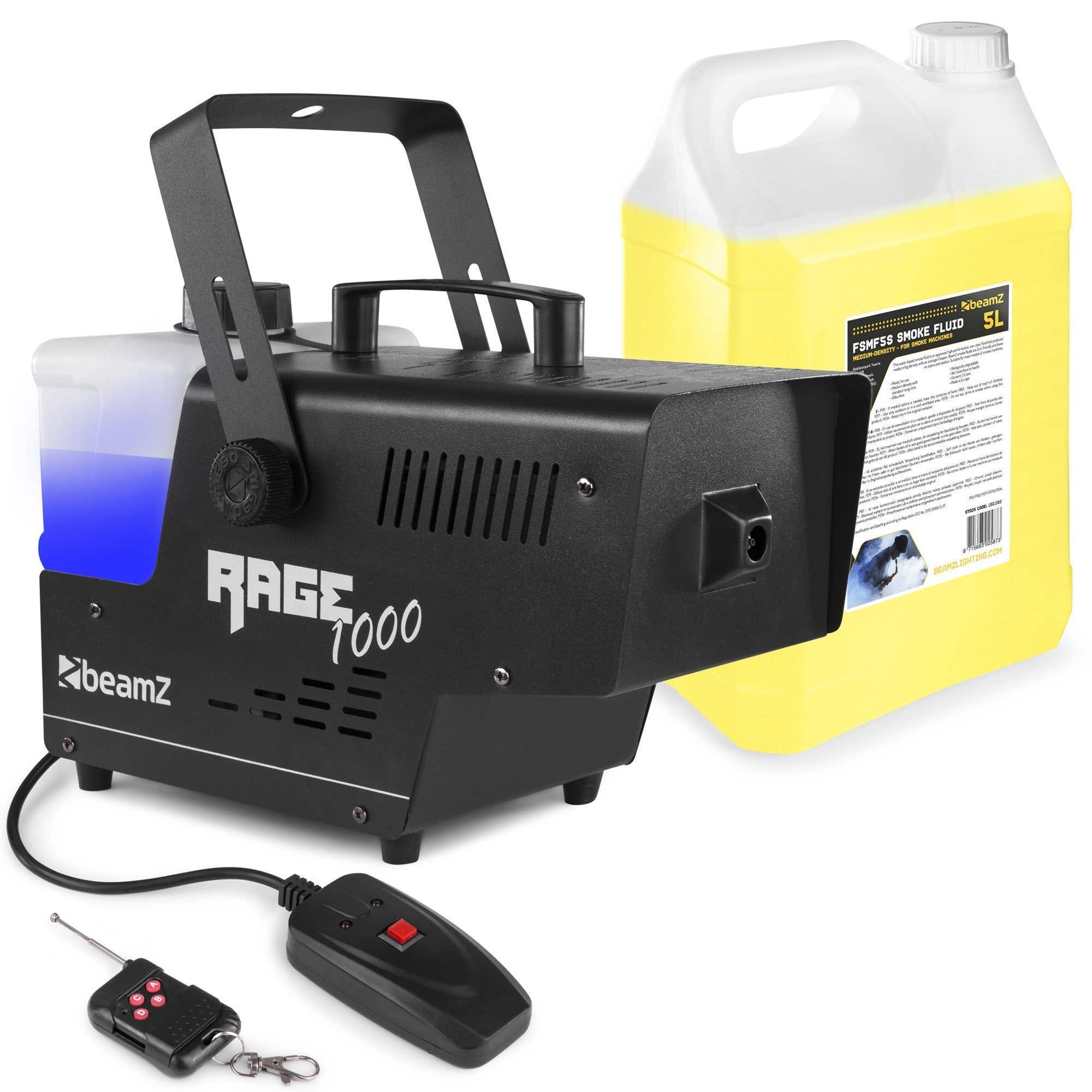 BeamZ RAGE1000 rookmachine inclusief 5 liter rookvloeistof