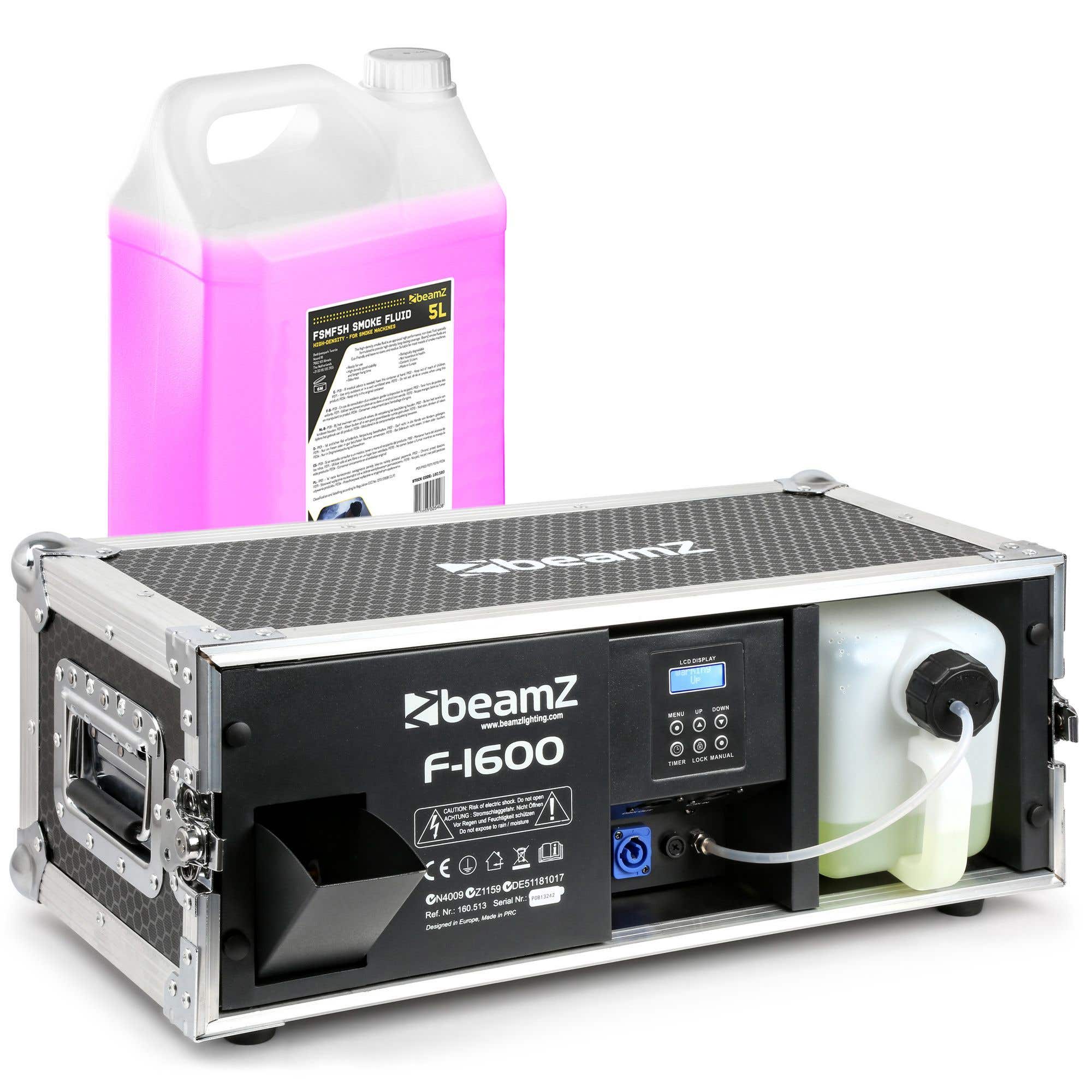 BeamZ F1600 DMX fazer rookmachine in flightcase incl. 5 liter rookvloeistof