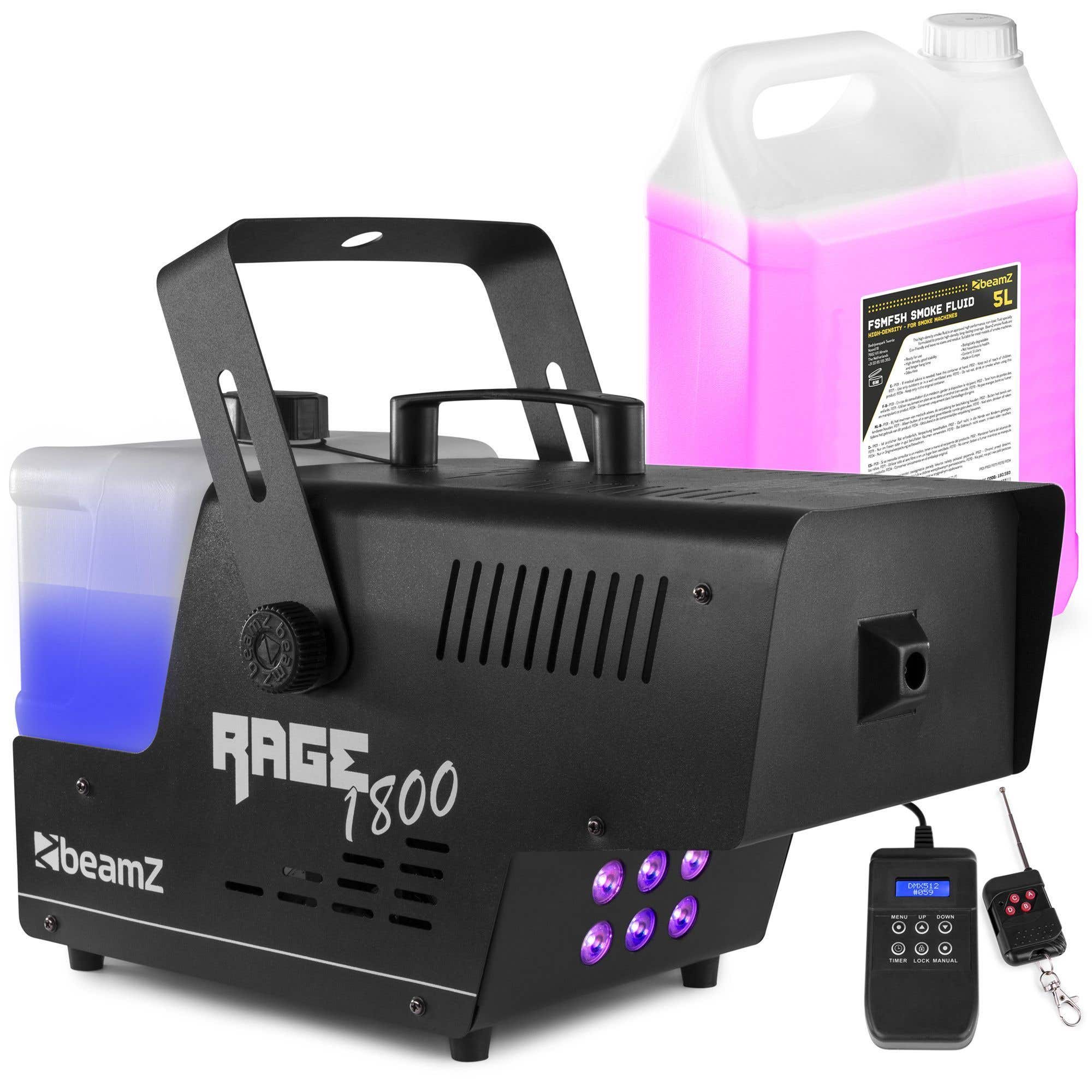 BeamZ RAGE1800LED rookmachine inclusief 5 liter rookvloeistof