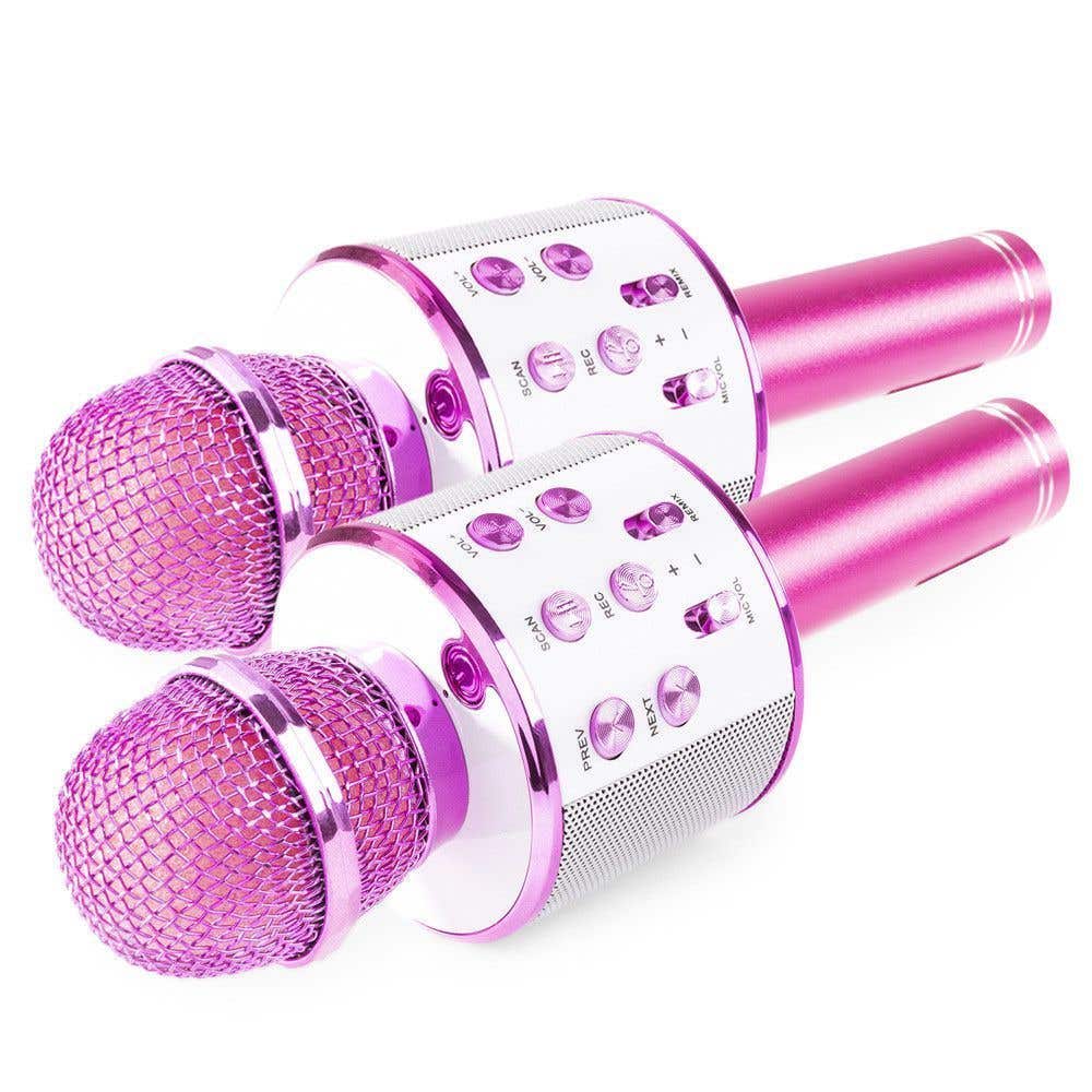 Set van 2 MAX KM01 karaoke microfoons - Roze (2x)