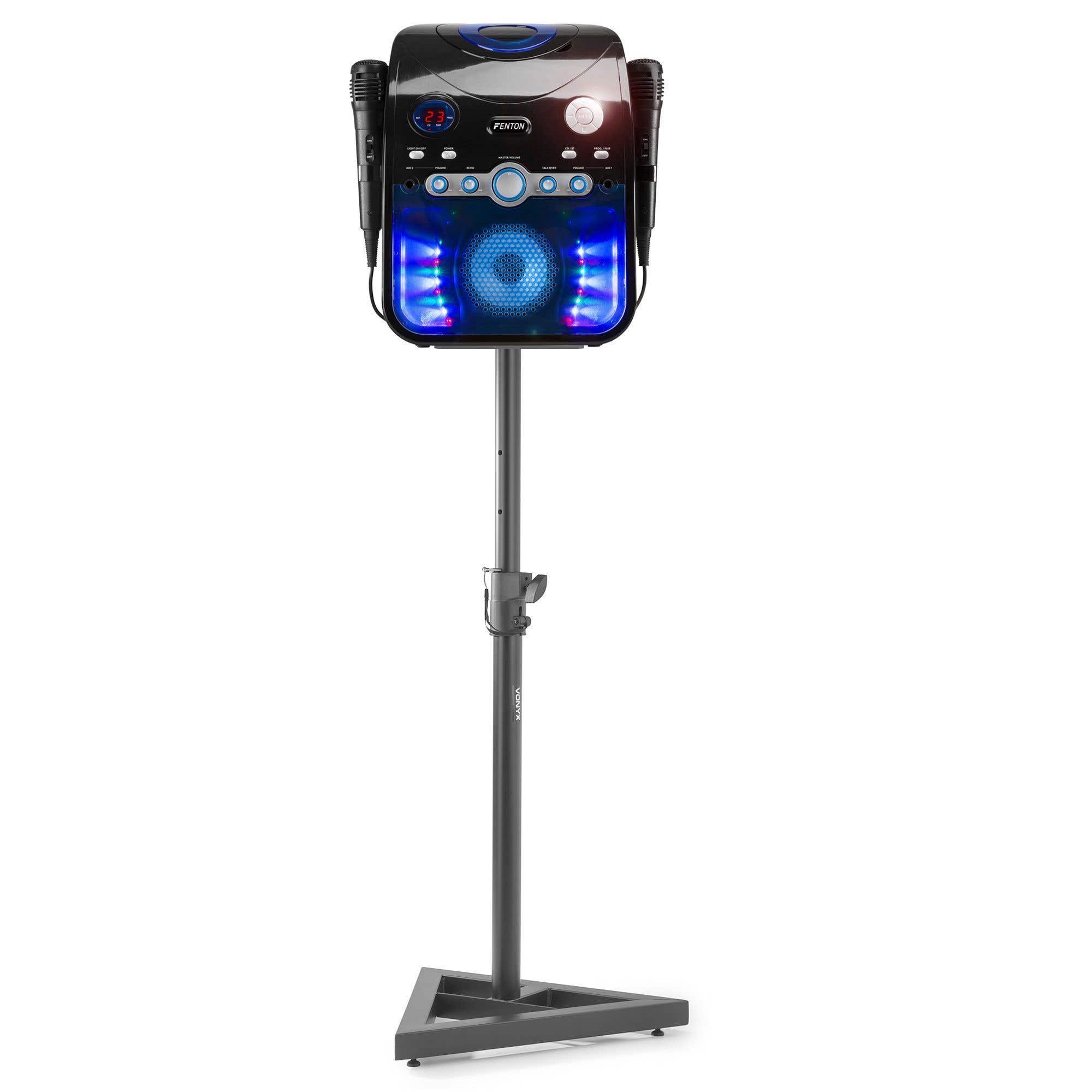 Fenton SBS20B karaoke set met Bluetooth en standaard - Zwart