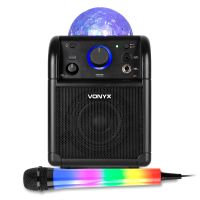 Vonyx SBS50B karaoke set met Bluetooth en LED karaoke microfoon - Zwart