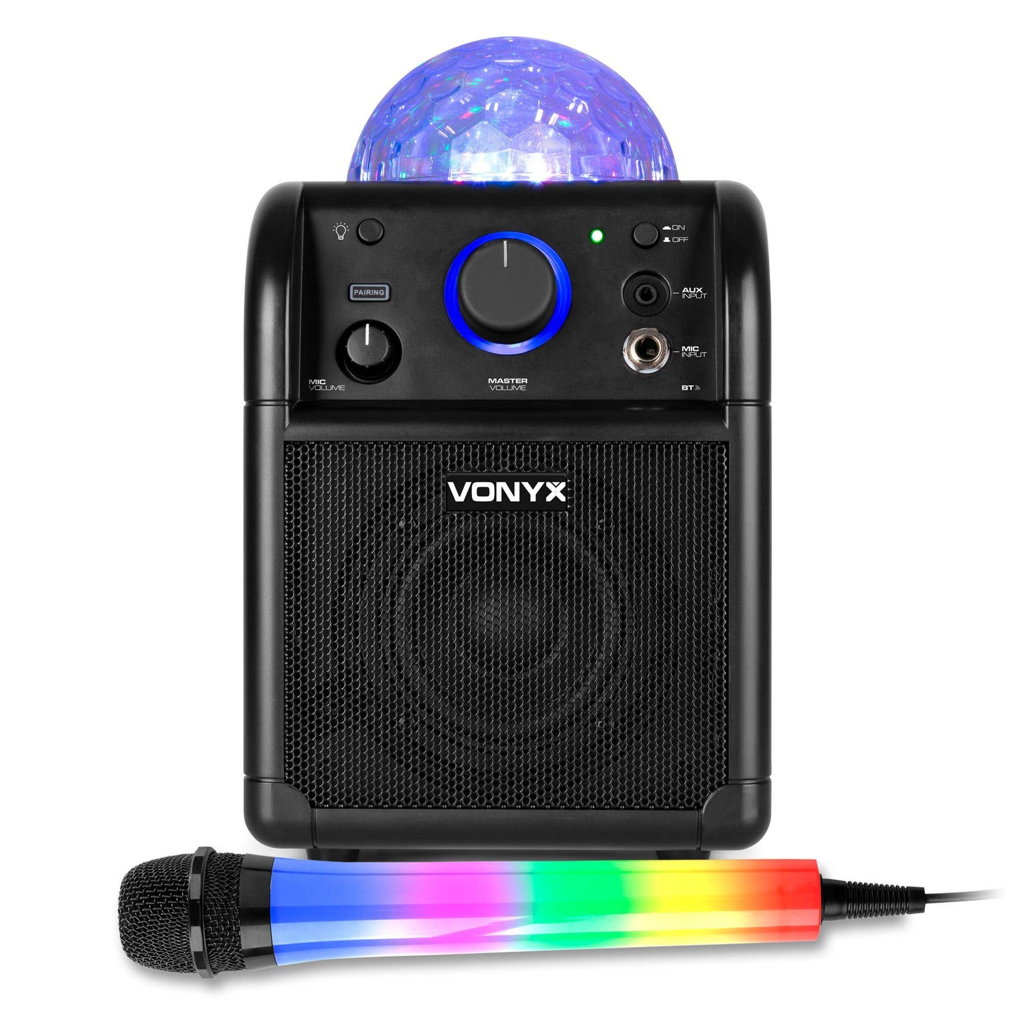 Vonyx SBS50B karaoke set met Bluetooth en LED karaoke microfoon - Zwart