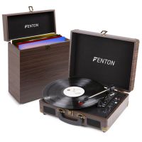 Fenton RP115B platenspeler met Bluetooth en bijpassende koffer - Houtlook (Bruin)