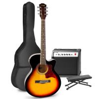 MAX ShowKit elektrisch akoestische gitaarset met voetenbankje - Sunburst