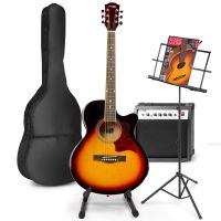 MAX ShowKit elektrisch akoestische gitaar met gitaar- en muziekstandaard - Sunburst