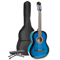 MAX SoloArt klassieke akoestische gitaar met voetsteun - Blauw
