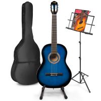 MAX SoloArt klassieke akoestische gitaar met muziek- en gitaarstandaard - Blauw
