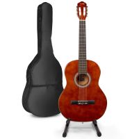 MAX SoloArt klassieke akoestische gitaar met gitaarstandaard - Bruin (hout)