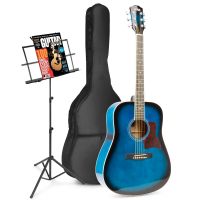 MAX SoloJam Western akoestische gitaar starterset met muziekstandaard - Blauw
