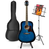 MAX SoloJam Western akoestische gitaar met muziek- en gitaarstandaard - Blauw
