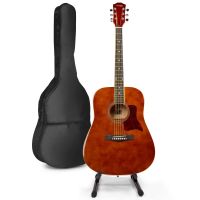 MAX SoloJam Western akoestische gitaar starterset met gitaarstandaard - Bruin (hout)