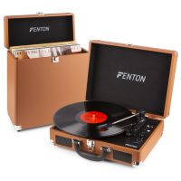 Fenton RP115F platenspeler met Bluetooth en bijpassende koffer - Bruin