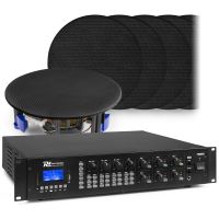 Power Dynamics 6-zone geluidsinstallatie met PRM606 versterker met Bluetooth en 12x inbouw speaker (zwart)