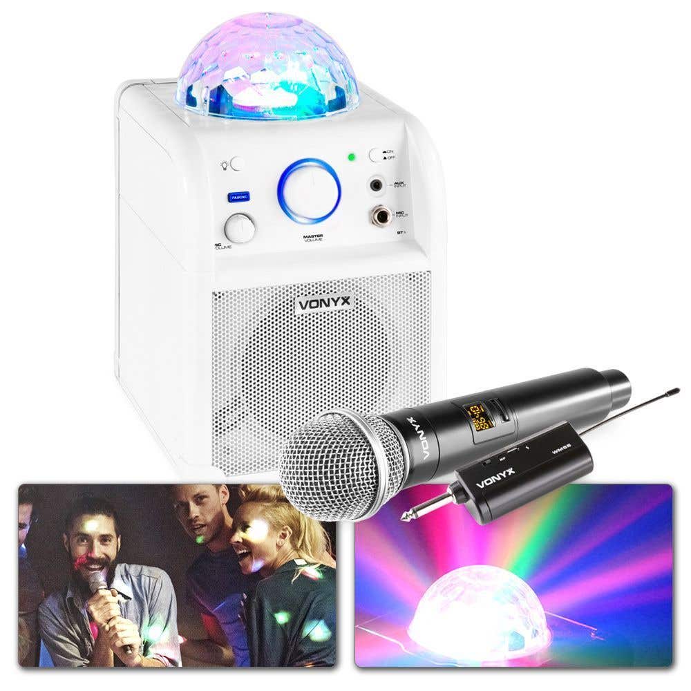 Vonyx SBS50W accu Bluetooth karaoke set met draadloze microfoon en lichteffect