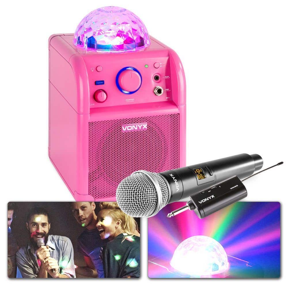 Kit karaoké - Vonyx SBS50P Kit karaoké rose sur batterie avec