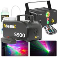BeamZ Athena accu party laser met 500W rookmachine