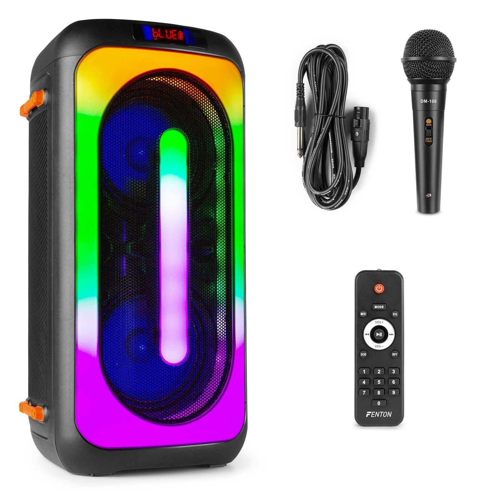 Karaoke box met microfoon - Fenton BoomBox400 - Karaoke set Bluetooth, accu en echo effect - 180W