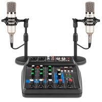 Vonyx VMM100 podcast set - Mixer + 2 studio microfoons en kabels voor podcast studio